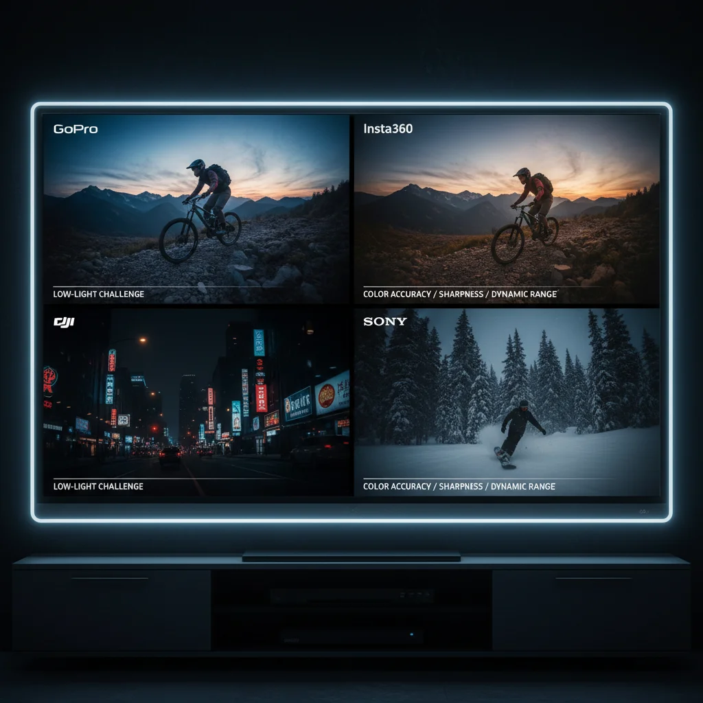 Comparison of action camera video quality in low light