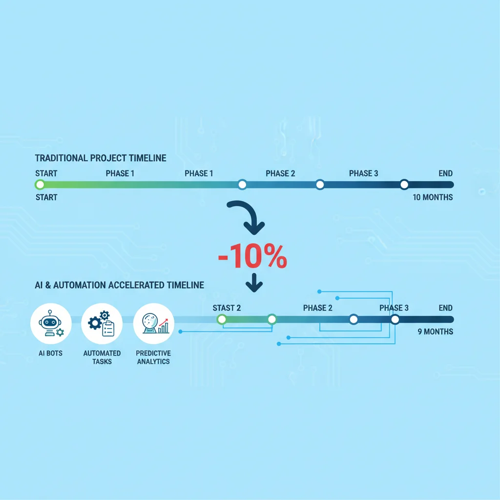 Infographic showing 10% project timeline reduction with AI