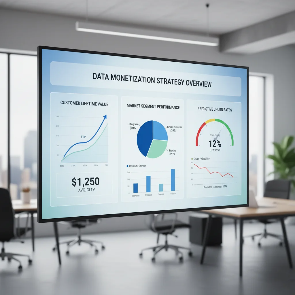 Analytics dashboard showing key performance indicators for data monetization