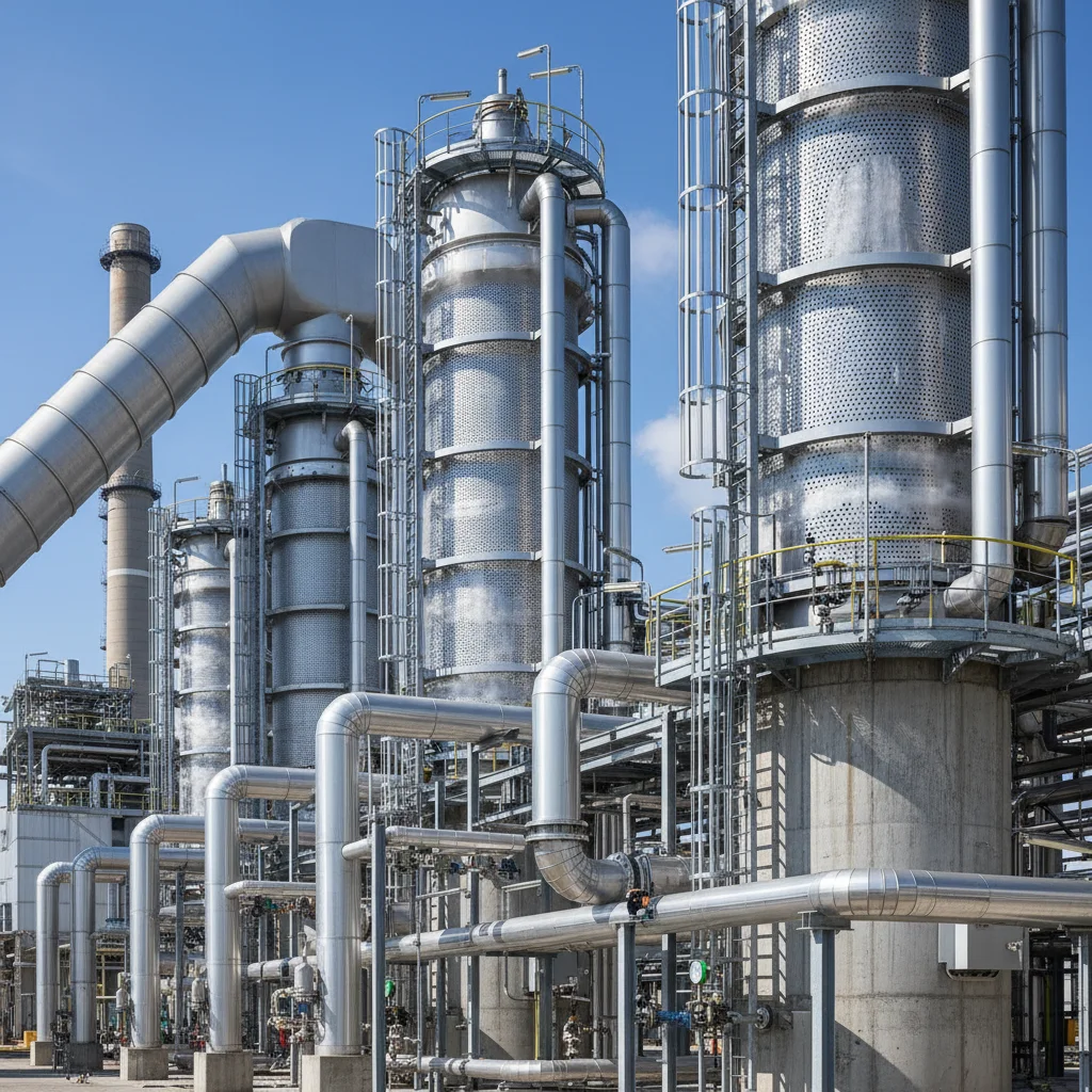 Advanced carbon capture and storage technology in operation at an industrial facility.