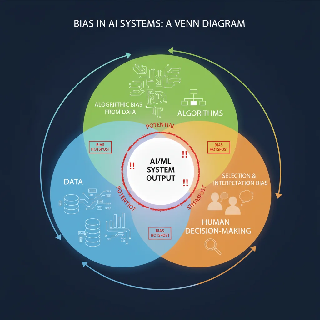Venn diagram showing intersection of data, algorithms, and human bias