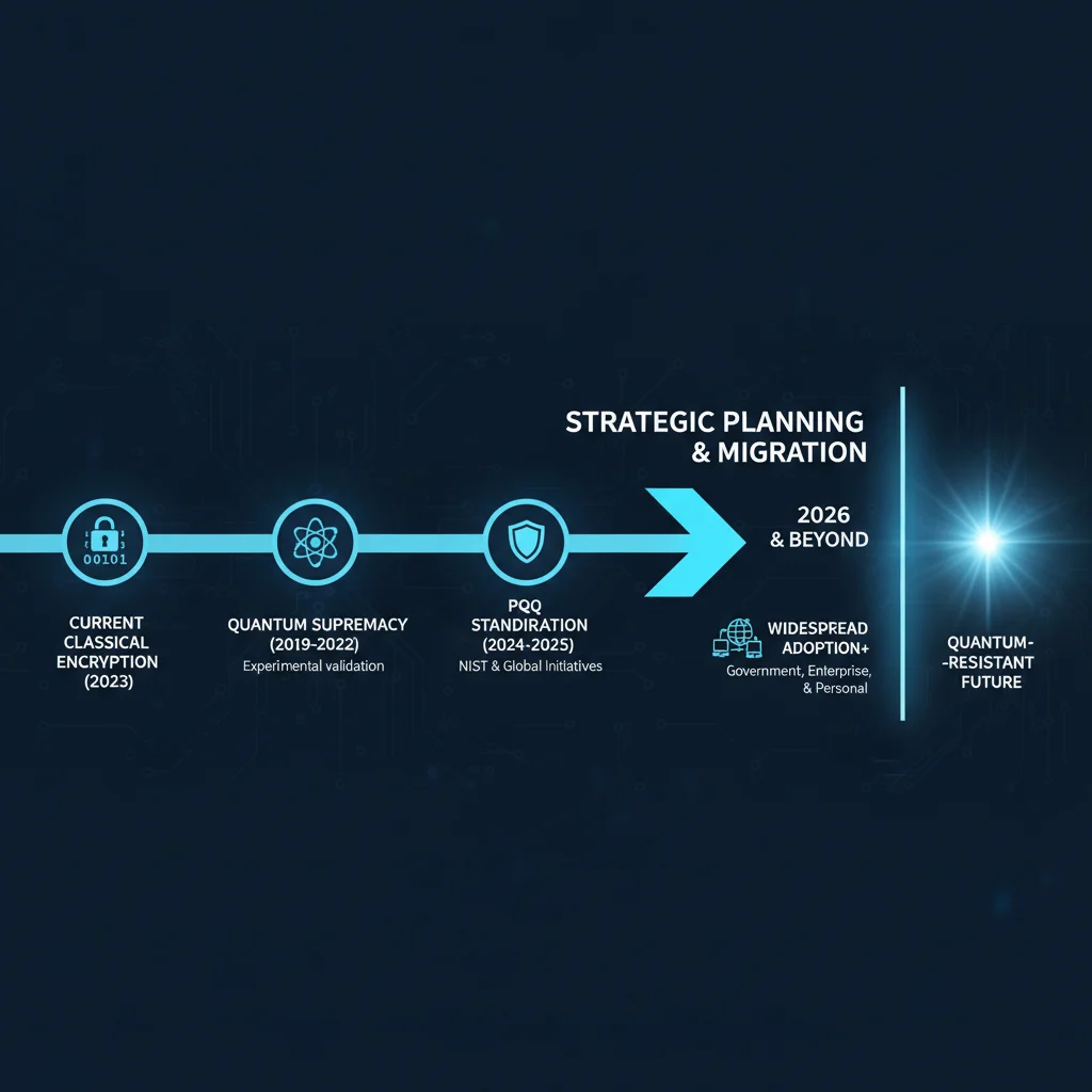 Timeline showing the evolution of encryption from classical to post-quantum readiness