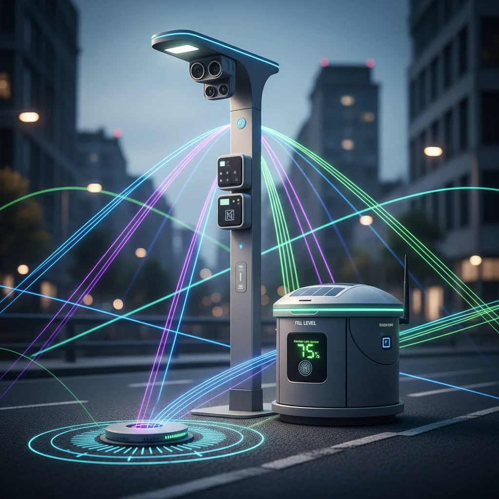Internet of Things sensors integrated into smart city infrastructure