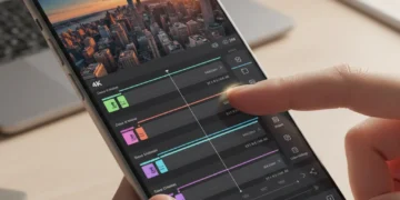 Smartphone displaying advanced 4K video editing software interface for mobile creators.