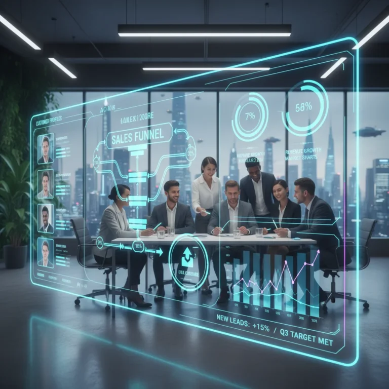 Modern CRM dashboard showcasing customer data and engagement metrics, with business team collaborating.