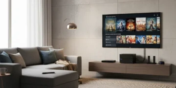 Modern home entertainment system with a media server streaming content