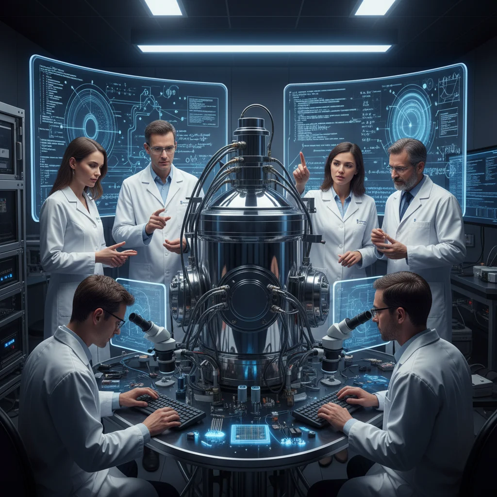 Scientists and engineers developing post-quantum cryptography in a US research lab.