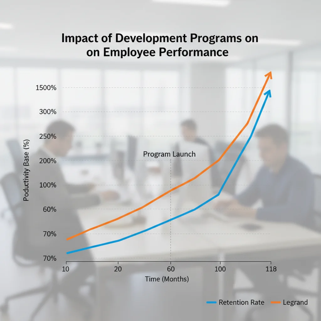 Graph illustrating improved employee retention and productivity from development programs.