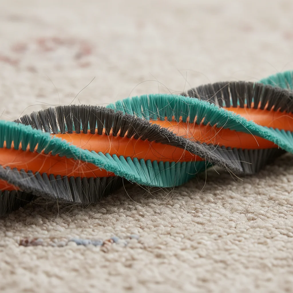 Tangle-free brush roll of a robot vacuum handling pet hair