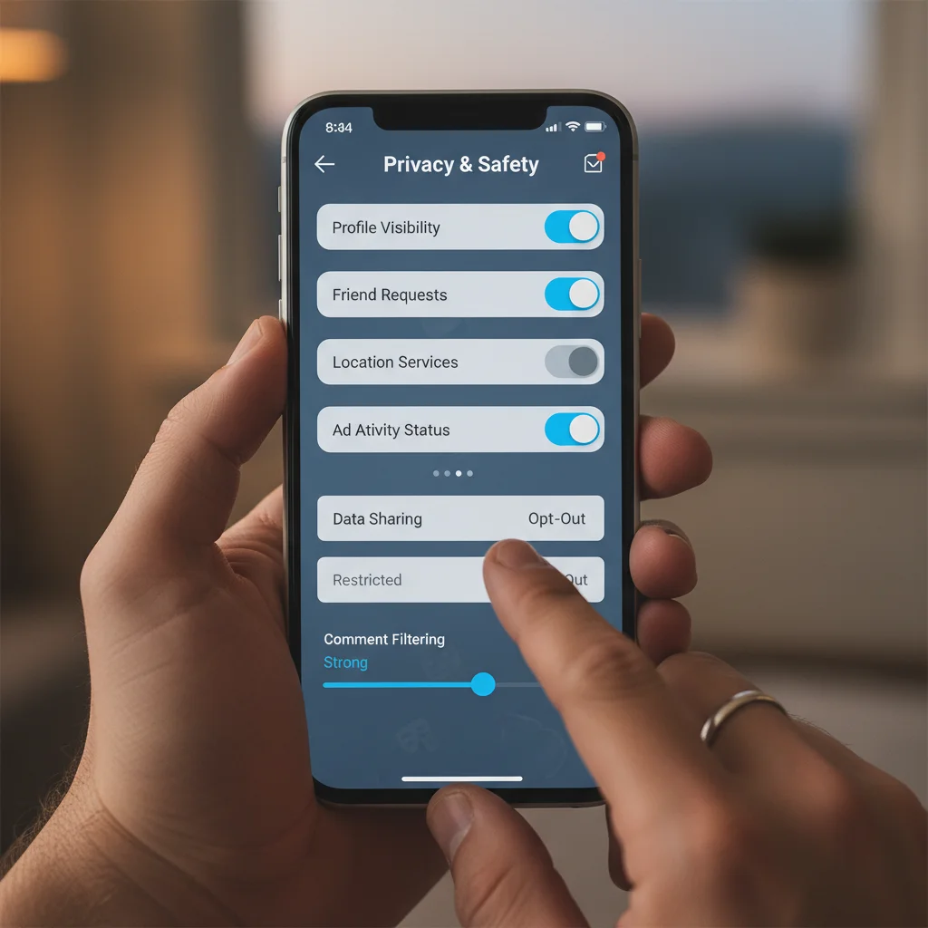 User adjusting privacy settings on a smartphone app interface