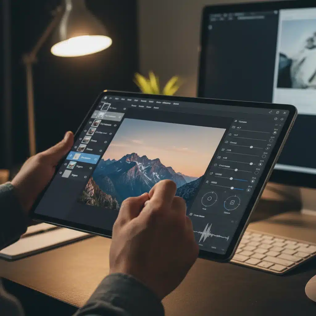 User fine-tuning an image on a tablet with multiple layers and adjustment sliders, demonstrating advanced editing.
