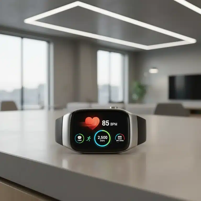 Futuristic smartwatch showing health data on its screen, representing the best smartwatches of 2026.
