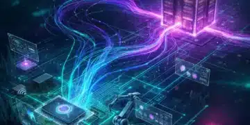 Edge Computing network with IoT devices processing data locally, speeding up operations.