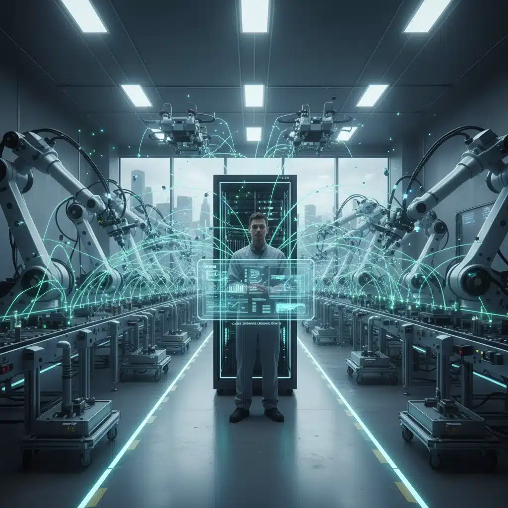 Industrial IoT implementation using edge computing in a smart factory.