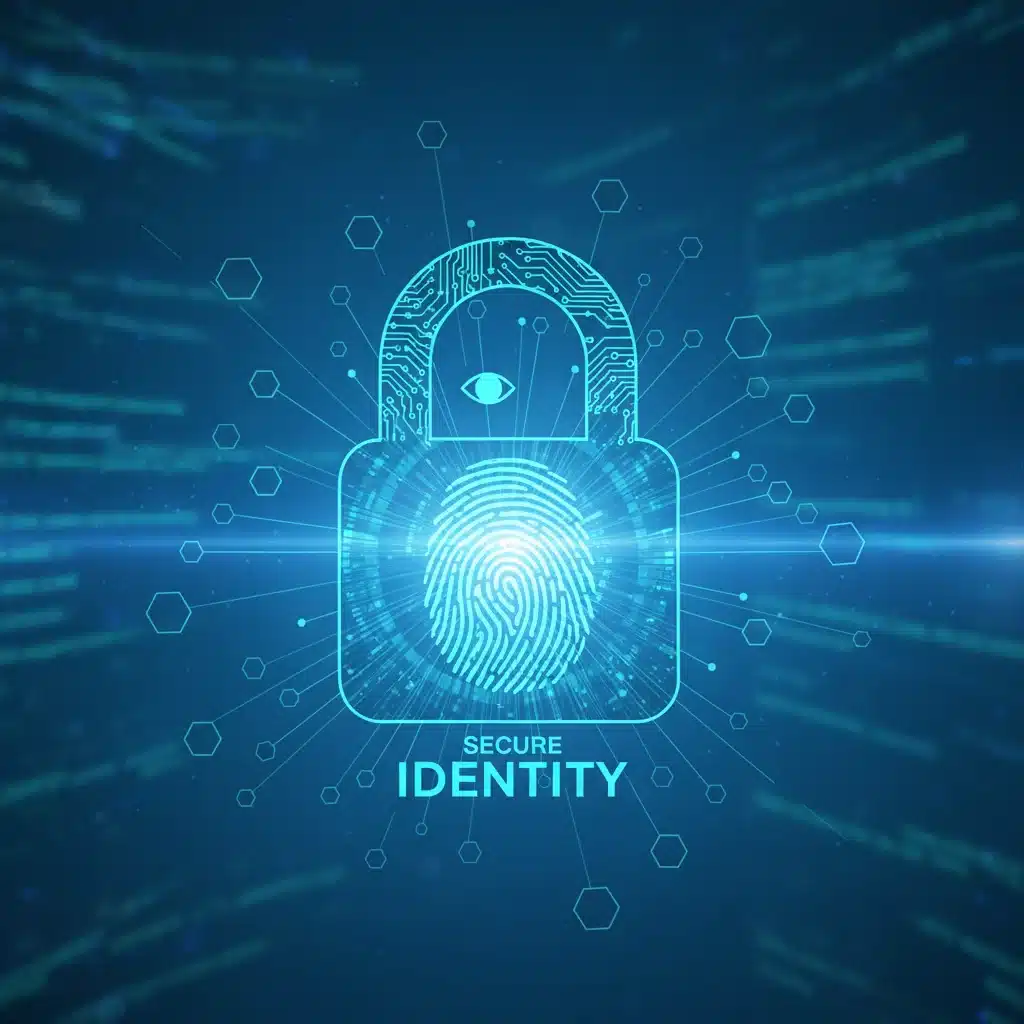 Digital padlock with biometric data for secure blockchain identity