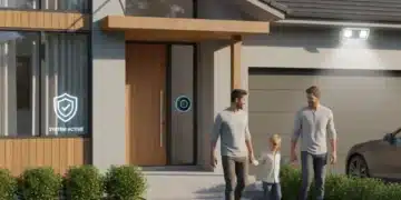 Modern home with comprehensive home security camera system installed