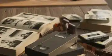 Assortment of old media and digital devices for memory preservation