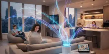 Family enjoying seamless high-speed 5G home internet with optimized Wi-Fi network.