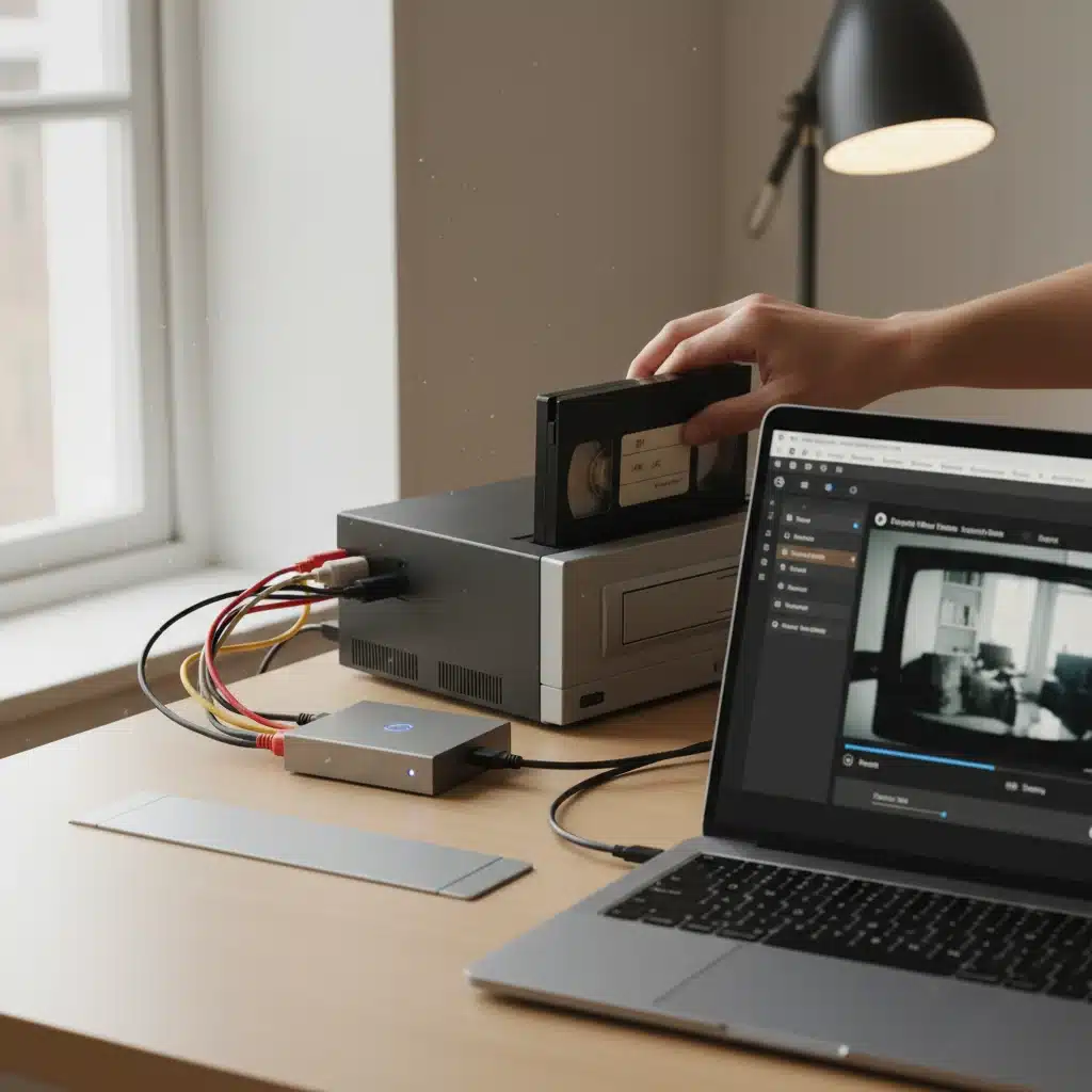 VHS tape being converted to digital format using a video capture device
