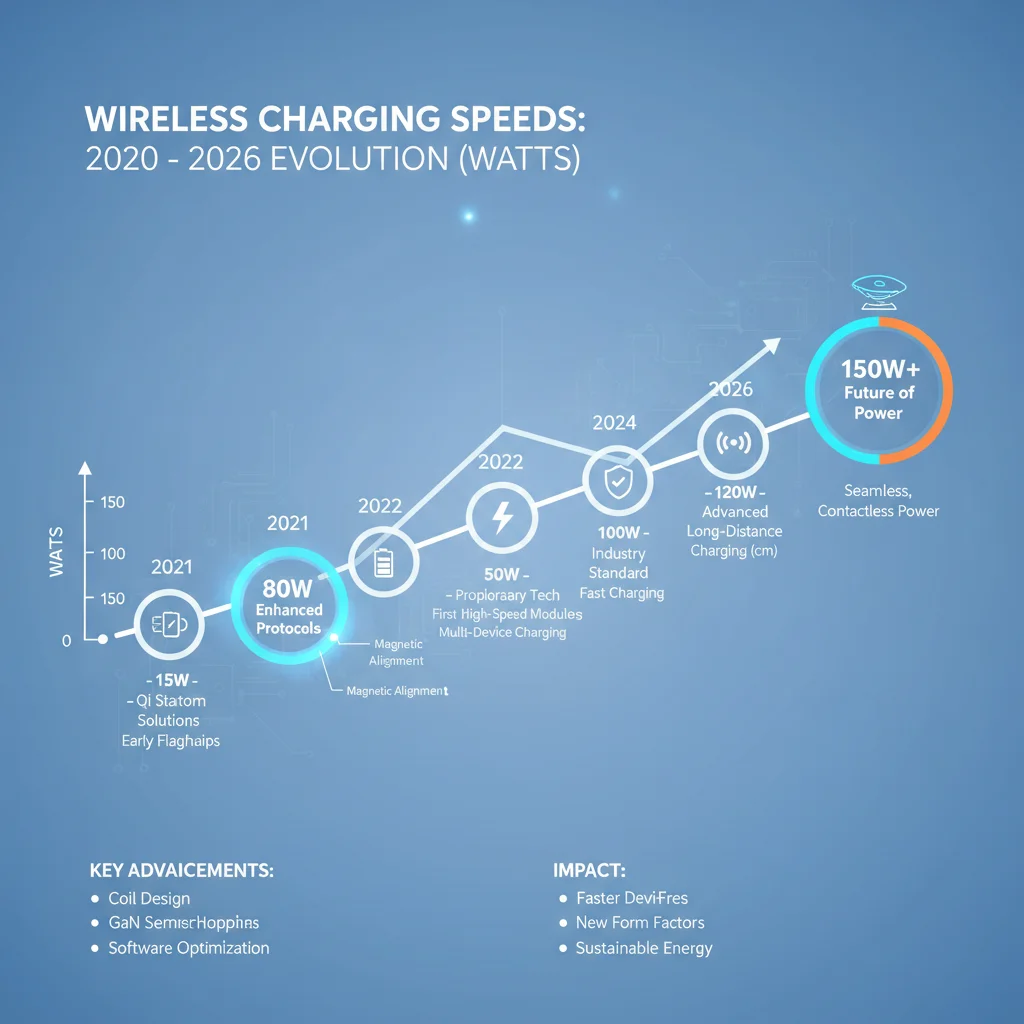 Infographic showing the evolution of wireless charging speeds
