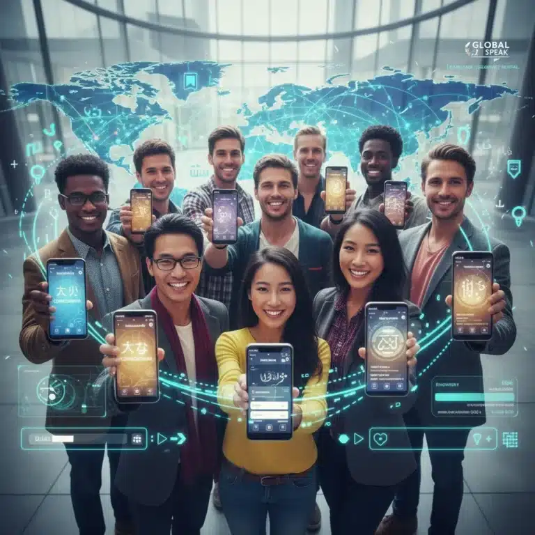 People learning languages on smartphones with innovative apps